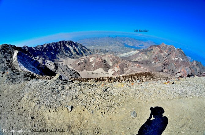 st helens crater watermark st helens hike crater ridge rim monitor fumes volcano spirit lake mt rainier ash washington postcard