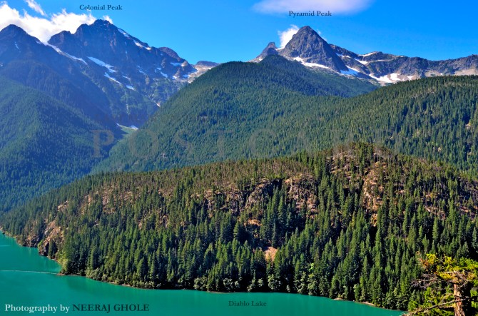 colonial peak pyramid peak diablo lake ross lake north cascades national park washington glacial lake postcard