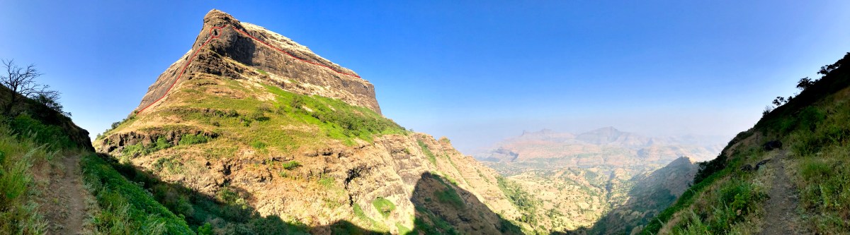 Salher Hike Temple Mandir atop on top Salota Maharashtra Mulher Second highest peak Milky way backpacking India near Mumbai Salher Fort Caves Camping Trail